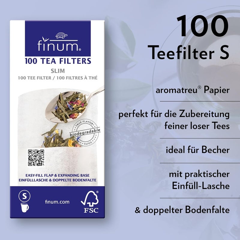 Finum 100 Count Slim Disposable Tea Filters - Biodegradable and Chlorine-Free - Image 2